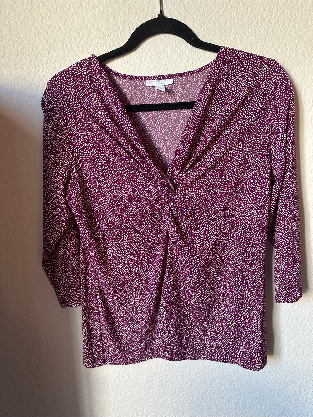 Charter Club Berry Twist-Front V-Neck Long Sleeve Top